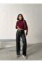 High Waist Loose Leg Leather Pants - 6