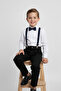 Boys' Long Sleeve White Shirt and Navy Blue Suspender Bow Tie Set - 3