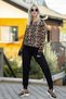 New Season Women's Sporty Stylish Leopard Print Viscose Blouse Pants Two Piece Set - 2