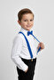 Boy's Long Sleeve White Shirt and Blue Suspender Bow Tie Set - 2