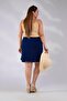 Plus Size Buckle Detail Women's Skirt Navy Blue - 6