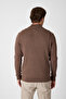 Romulo Men's Brown Cotton Italian F Corded Fabric Half Zip D Mock Neck Regular Fit Sweater - 7