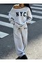 Women's Nyc Printed Boat Neck Sweatshirt Sweatpants Set