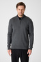 Romulo Men's Smoked Cotton Italian F Corded Fabric Half Zippered D Mock Neck Regular Fit Sweater