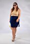 Plus Size Buckle Detail Women's Skirt Navy Blue