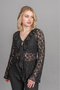 Women's Winter Black Flywheel Collar Front Buttoned Premium Tulle Blouse Cardigan Stylish Casual 70048 - 4