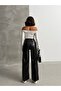 High Waist Loose Leg Leather Pants - 6