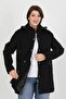 Women's Black Stamp Large Size Coat - 5