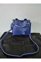 Dark Blue Soft Leather 3-Compartment Handbag and Shoulder Bag with Chain Accessory - 3