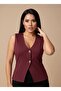 V-Neck Gold Buttoned Stylish Women's Vest Blouse