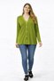 Women's Plus Size Green, Satin Piped Detail Ribbed Knit Cardigan 65N39276 - 5