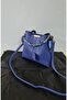 Dark Blue Soft Leather 3-Compartment Handbag and Shoulder Bag with Chain Accessory - 4