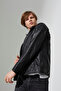 Hakim Collar Snap Fastener Leather Jacket - 2