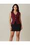 V-Neck Gold Buttoned Stylish Women's Vest Blouse - 3