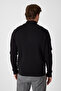Romulo Men's Black Cotton Italian F Corded Fabric Half Zip D Mock Neck Regular Fit Sweater - 7