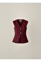 V-Neck Gold Buttoned Stylish Women's Vest Blouse - 8