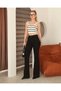 Women's Black High Waist Stretch Fabric Flared Jean Pants - 5