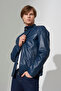 Hakim Collar Snap Fastener Leather Jacket