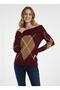 Women's Yellow Gray Madonna Collar (Argyle) Argyle Pattern Open Shoulder Knitwear Sweater - 2