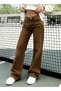 Benard Women's Brown Super High Waist Loose Stretch Fabric Wide Leg Denim Jeans