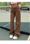 Benard Women's Brown Super High Waist Loose Stretch Fabric Wide Leg Denim Jeans - 3