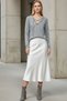 Women's Gray V-Neck Lace-Up - Tie-Up Silky Softness Knitwear Blouse - Women's Sweater - 2