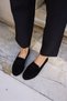 Ribalta Women's Black Genuine Leather Suede Ballerinas - 8