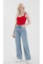 Isabelle Women's Light Blue Snow Wash Super High Waist Loose Stretch Fabric Loose Leg Denim Jeans - 2