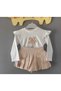 Girls' Shorts Skirt Floral Embroidery Top and Bottom Set - 2