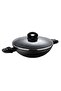 Orion Forged Aluminum Non-Stick Kadai with Lid, 28 x 7.8 cm, Black