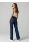 Karel Kadınn Dark Blue Super High Waist Loose Stretch Fabric Wide Leg Denim Jeans - 4