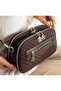 Women's Quilted V Patterned 3-Compartment Snap Fastener Adjustable Long Strap Shoulder Bag - 2
