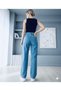 Marcellin Women's Medium Blue Super High Waist Loose Stretch Fabric Loose Leg Denim Jeans - 3