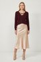 Women's Burgundy V-Neck Lace-Up - Tie-Up Silky Softness Knitwear Blouse - New Season Women's Sweater - 2