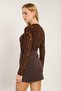 Women's Velvet Leopard Print Transparent Blouse - Bitter Brown - 5