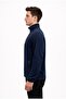 Men's Navy Blue Fleece Zippered Judge Collar Sweatshirt-W1141 - 2