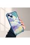 iPhone 14 Plus Compatible Transparent Silicone Flutter Protective Case Colorful Cloud Patterns