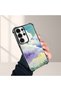 Samsung Galaxy S24 Ultra Compatible Transparent Silicone Flutter Protective Case Colorful Cloud Patterns