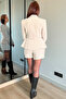 Pleated Blazer Jacket Shorts Skirt Two-Piece Set - 3