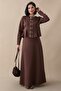 Brown Scuba Suit with Gold Snap Skirt - 5