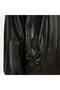 Women's Dark Green Shirt Collar Leather Bomber Jacket - 4