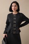 Black Scuba Suit with Gold Studs Skirt - 5