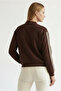 Regular Knitted Sweatshirt with Striped Detail Mock Neck Sleeves - 2