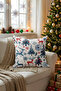 Blue Christmas Tree and Deer Pattern Throw Pillow Cover Double Sided Printed Decorative Pillow Cases Pl1143
