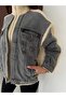 Dame Women's Jean Paneled Zippered Lamb Plush Coat - 7