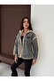 Dame Women's Jean Paneled Zippered Lamb Plush Coat - 2