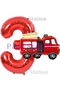 Fireman Fire Department Concept 3 Year Old Red Foil Number Balloon Set