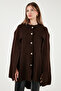 قصة فضفاضة Fit Poncho بياقة دائرية وأكمام طويلة مع أزرار على الأكمام PANÇO 4617015 - 3
