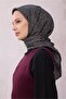 وشاح حريري بنمط هندسي 4203D (تويل) أسود - 09 - 2