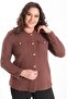 Trend42Plus Plus Size Pocket Detailed Knitwear Brown Jacket - 3